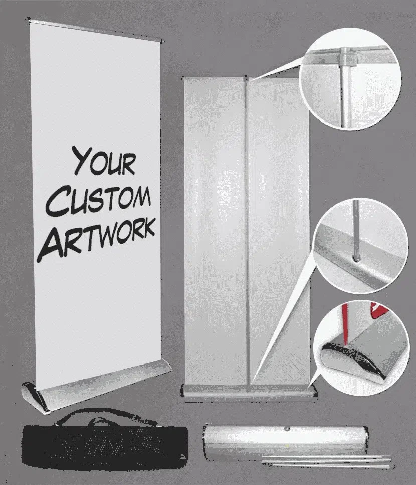 Heavy-Duty Retractable Rollup Banner Stand | Broad Base Pull-Up Display (3.5kg, 4kg & 5kg Options) – Sokev Studio