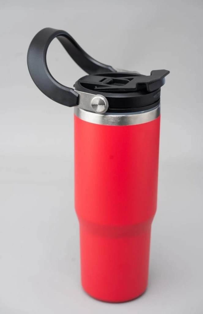 Custom Branded Travel Tumbler with Carry Handle (Red)