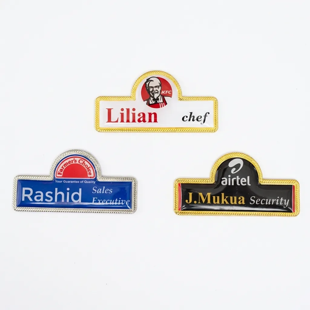 Custom Domed Name Badges in Gold & Silver