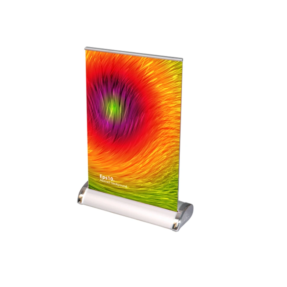 Mini Tabletop Retractable Rollup Banner Stand | Compact Desktop Display – Sokev Studio (A4)