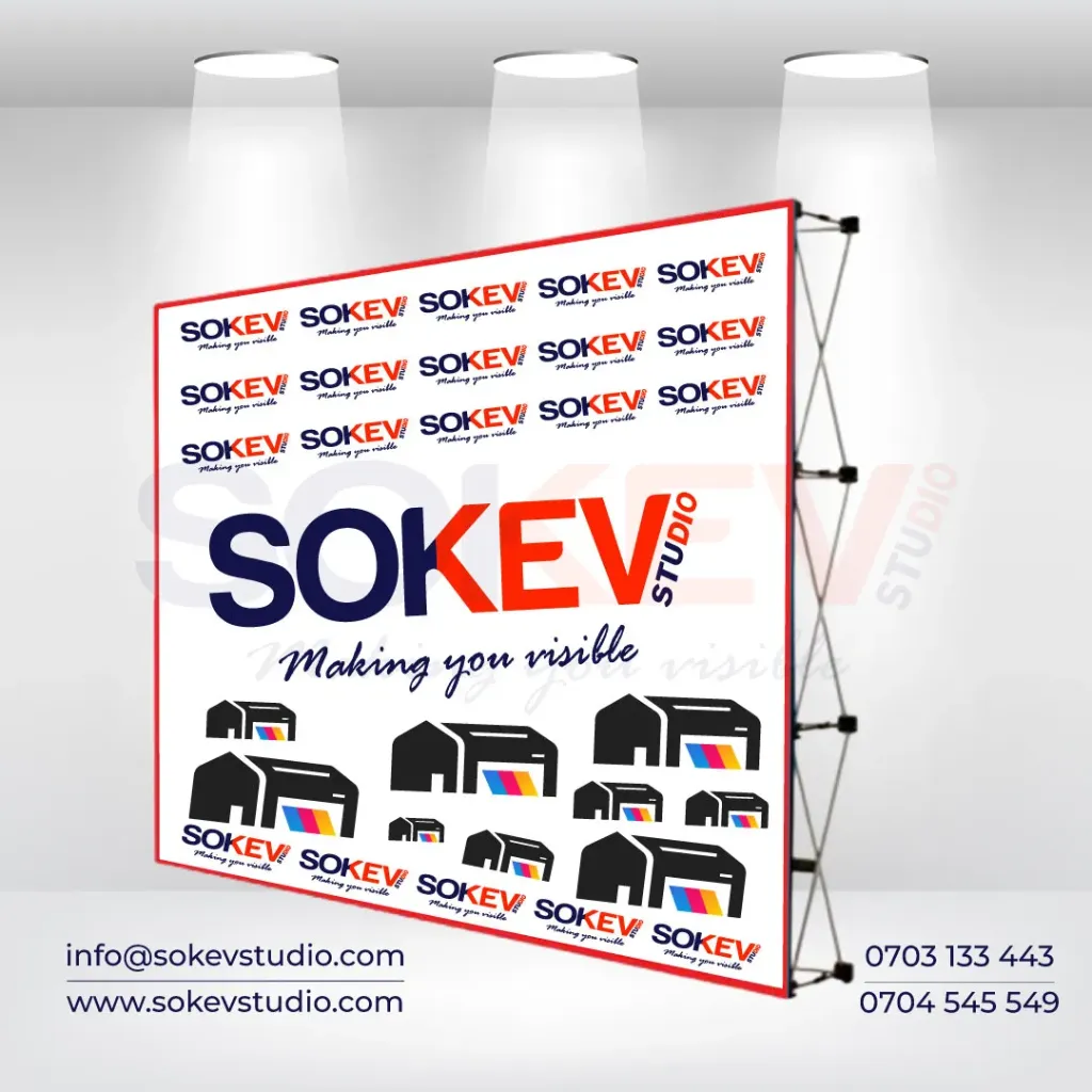 Pop-Up Backdrop Banner Stand | Collapsible Backdrop Stand | Trade Show Media Wall & Photo Booth Display– Sokev Studio